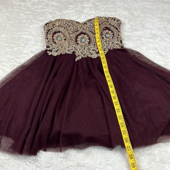 City studio baroque gold & rhinestone tulle corset cocktail party dress, size 3 - Picture 5 of 11
